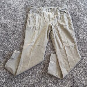 Duluth Trading Flex Fire Hose Pants Mens 42x30 Khaki Relaxed Fit Work Utility